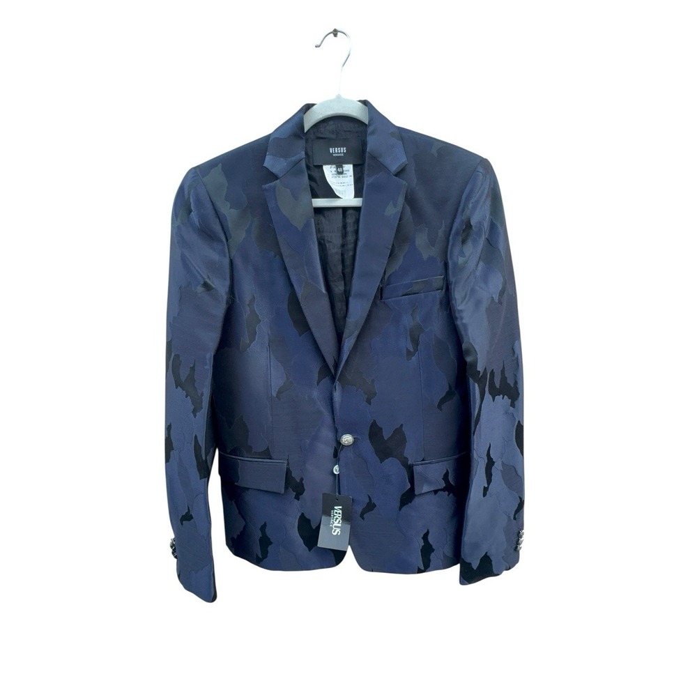 NWT Versus Versace‎ 48 EU 38R Blue Camo Blazer Made Italy